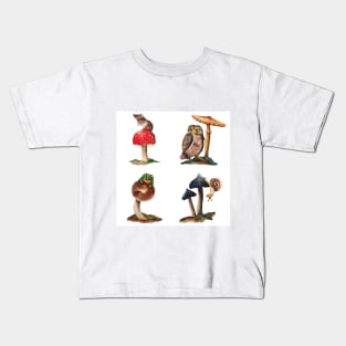 Watercolor - Mushroom animals Kids T-Shirt